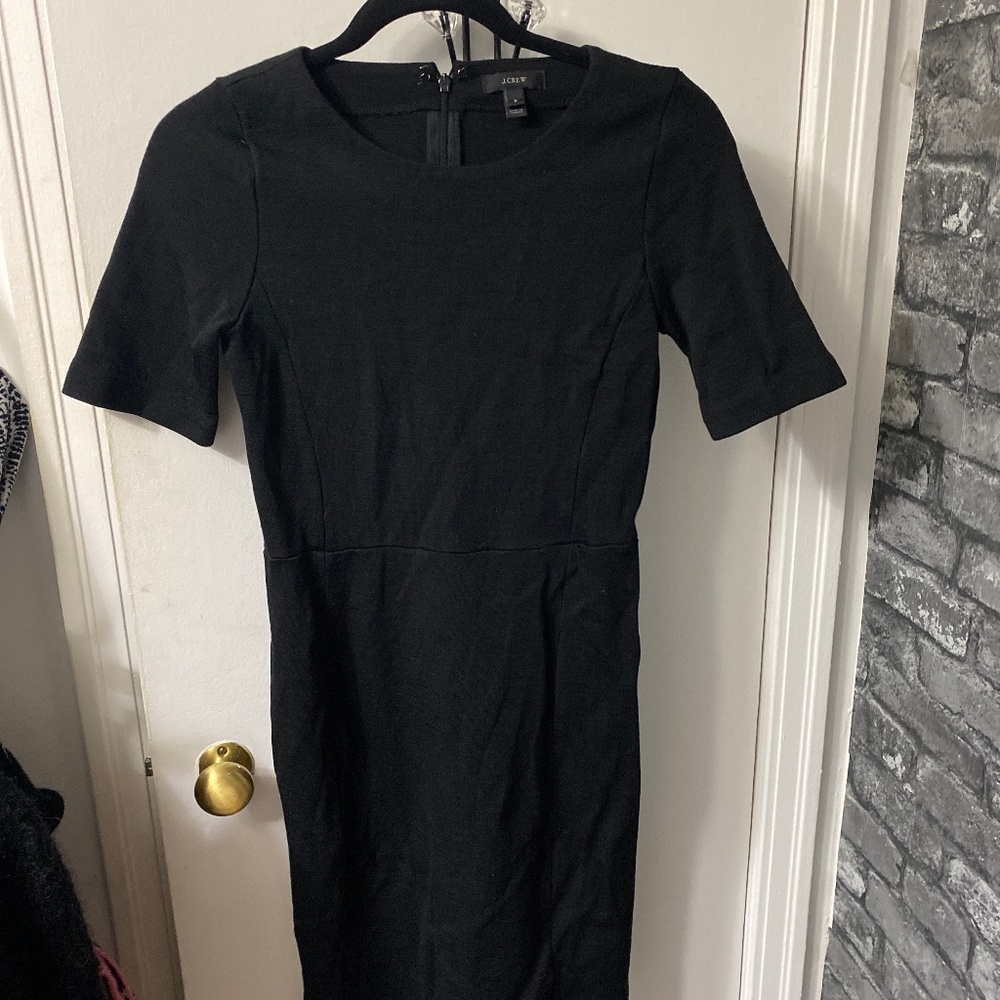 J. Crew Black Short Sleeve Sheath Dress